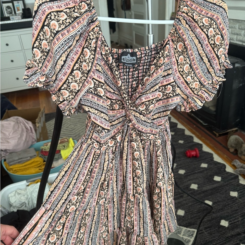 Angie Black and Pink Patterned Dress